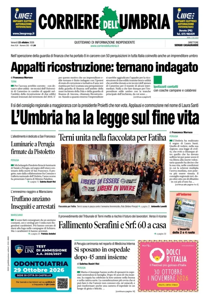 Prima-pagina-corriere umbria-del-2026-10-23